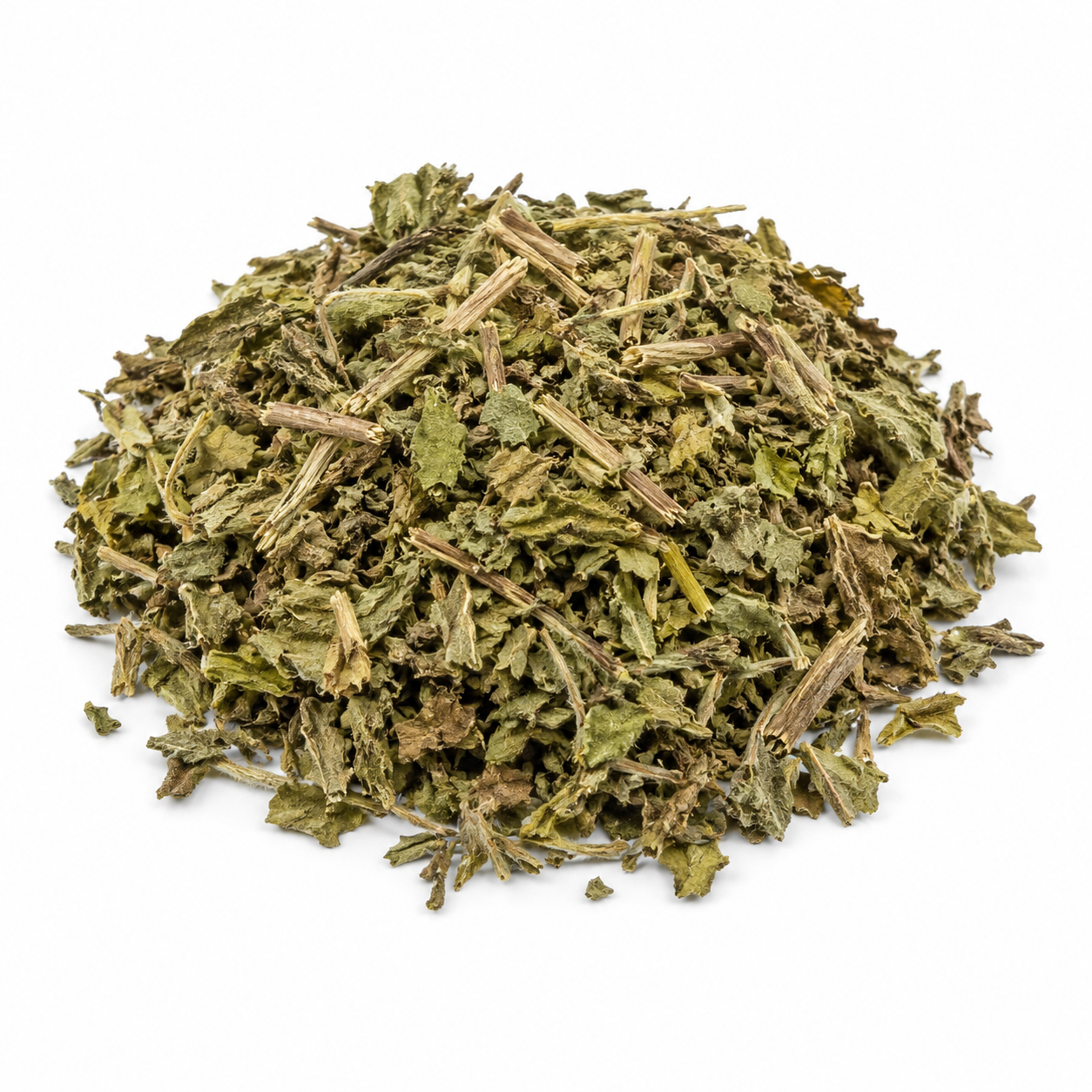 Dry green herbs on a white background