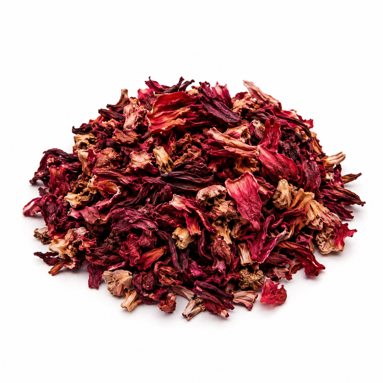 Dried red lotusflowers on a white background